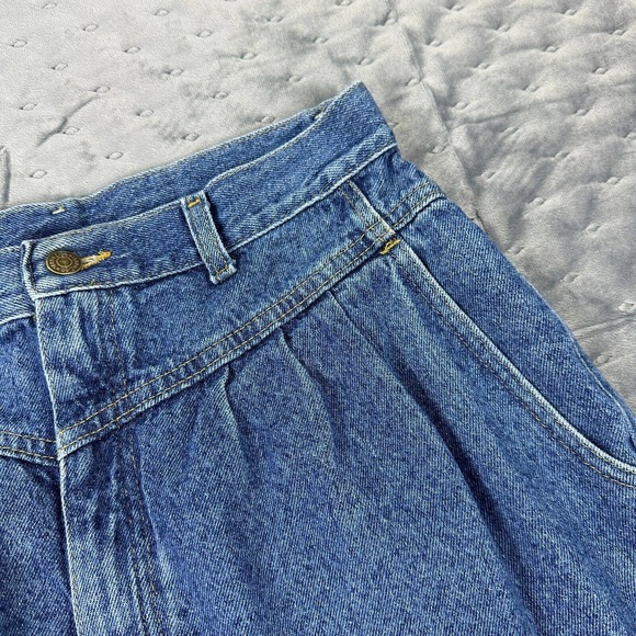 VINTAGE Lee Jeans Womens 14 Long Blue Paperbag Mom Tapered High Rise Made in USA - Picture 7 of 15